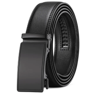 Sendefn Men's Leather Belt Automatic Ratchet Buckle Slide Belt